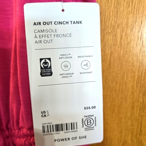 NWT Athleta Air Out Cinch Tank - Picture 3 of 3
